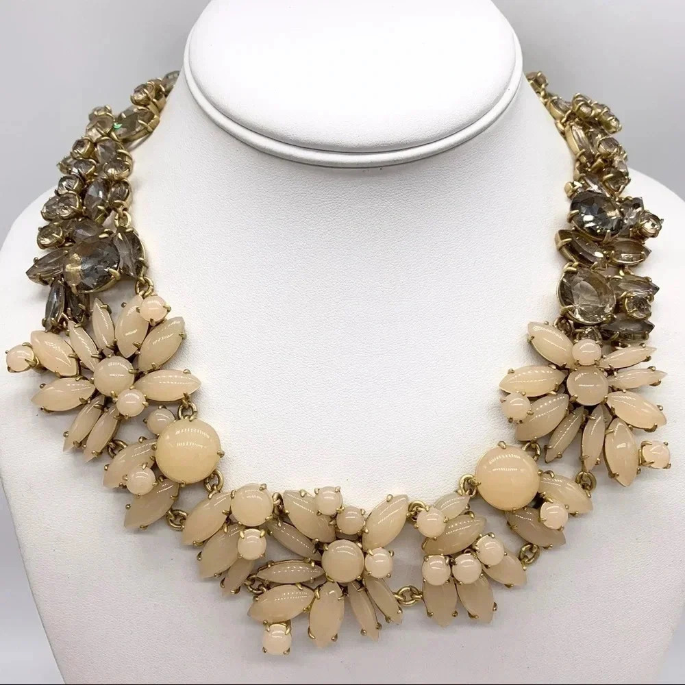 J. Crew Jeweled and Lucite Floral Necklace